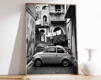 Vintage Italian Car Print, Retro Italian Decor, Classic Italy Poster, Car Poster, Retro Car Print, Black and White Photography, Italy Gift