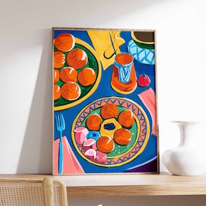Abendtisch Essen Druck, Arabisch Essen Druck, Islamisches Dekor, Küchen Poster, Küchen Dekor, Essen Poster, Naher Osten Essen Poster
