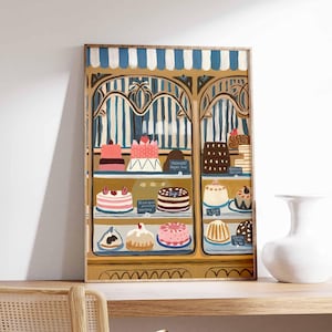 Vintage Patisserie Wall Art, Cafe Print, Food Print, French Bakery Poster, Cakes Poster, Kitchen Decor, Kitchen Poster, Dessert Poster