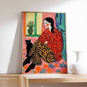 Póster retro, impresión de gato, póster de los años 70, regalo de gato, póster vintage, arte psicodélico, arte psicodélico, arte de pared boho, impresión de pared de los años 70, arte animal
