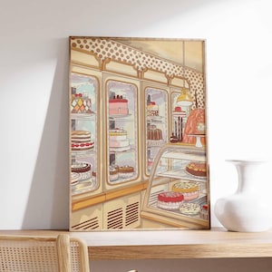 Vintage Patisserie Wall Art, Cafe Print, Food Print, French Bakery Poster, Cakes Poster, Kitchen Decor, Kitchen Poster, Dessert Poster