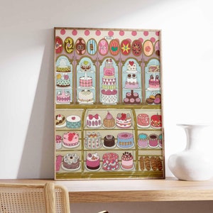 Vintage Patisserie Wall Art, Cafe Print, Food Print, French Bakery Poster, Cakes Poster, Kitchen Decor, Kitchen Poster, Dessert Poster