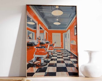 Vintage Barbershop Print, Retro Barber Wall Art, Nostalgic Decor