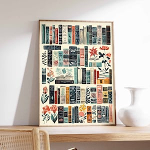 Vintage Bibliothek Poster, Buchkunst, Leseplakat, Buch-Liebhaber-Geschenk, Lesegeschenk, antike Wandkunst, Retro-Buch-Liebhaberkunst, Bibliothekskunst