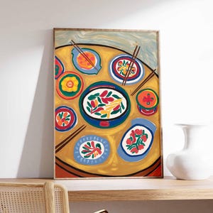 Chinese Food Poster, Asian Food Print, Oriental Decor, Dinner Table Food Print, Kitchen Poster, Kitchen Decor, Food Poster, Asian Gift