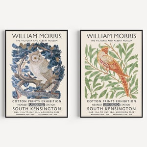 William Morris Poster Sets, William Morris Set of 2 Prints, Animal Vintage Morris Exhibition Art, Gallery Wall, Wall Art Decor, A1/A2/A3/A4