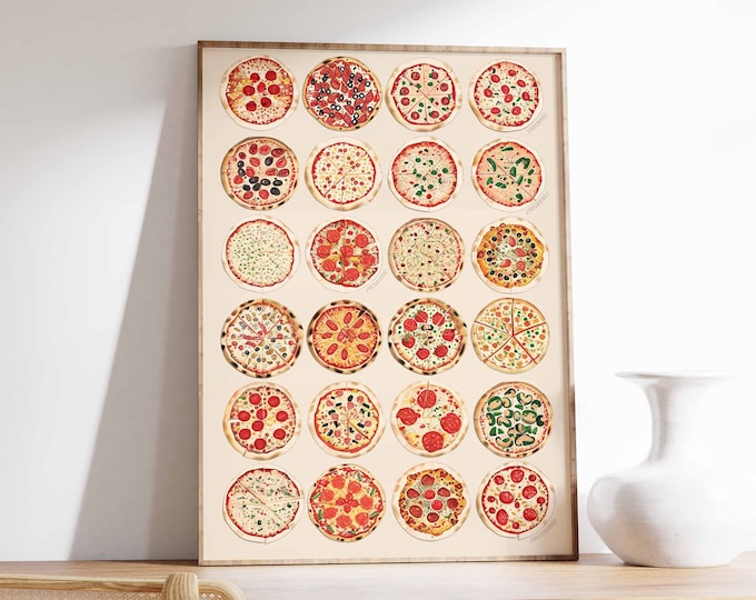 Pizza Poster, Pizza Art, Kitchen Decor, Kitchen Poster, Food Art, Italian Food Poster, Italy Print, Italian Poster, Food Gift, Food Print