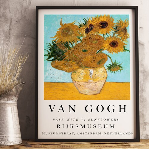 Van Gogh Exhibition Poster Sunflowers Wall Art Decor Etsy