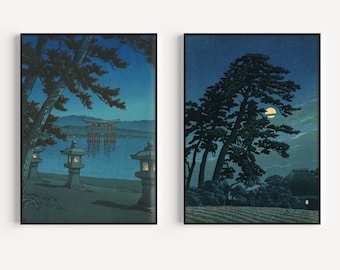Hasui Kawase Set of 2 Posters, Japanese Poster Set, Gallery Wall, Floral Poster Set, Oriental Art, Asian Wall Art Decor, A1/A2/A3/A4