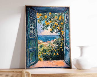 Plakat Henri Matisse'a, Otwarte okno, Kwiatowy druk Matisse'a, Plakat z pejzażem Henri Matisse'a, Dekoracje botaniczne, Kwiatowy druk, Grafika Matisse'a