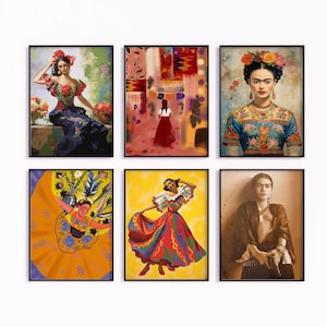 Mexican Gallery Wall Poster Set, Mexican 6 Print Set, Floral Print, Mexican Cactus Art, Latin Wall Art, Floral Wall Art Decor, Mexican Art
