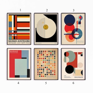 Bauhaus Poster Sets, Abstract Retro Art, Retro Decor, Modernist Poster, Minimalist Poster, Geometric Art Pattern, Gift Idea, A1/A2/A3/A4