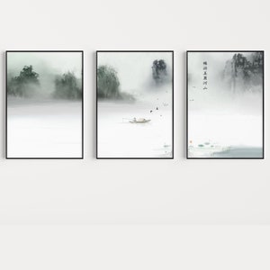 Japanese Wall Art Set of 3 Posters, Japanese Wall Print, Floral Print, Japanese Scenery Art, Asian Decor Poster Sets, Gift, A1/A2/A3/A4