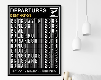 Personalised Custom Travel Poster, Departure Board, Airport Travel Print, Travel Gift, Wall Art Decor, Personalised, Choose Your Text