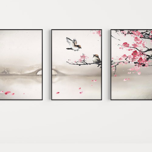Japanese Wall Art Set of 3 Prints Japanese Art Print - Etsy