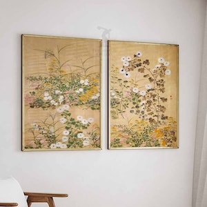 Set giapponese di 2 poster floreali, stampe d'arte giapponese asiatica, piante fiorite in autunno di Ogata Korin, arredamento giapponese, A1/A2/A3/A4