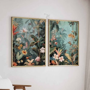 Botanical Prints, Henri Rousseau Poster Set, Tropical Wall Art, Jungle Decor, Vintage Botanical Posters, Floral Wall Print, Safari Print