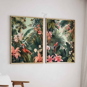 Botanical Prints, Henri Rousseau Poster Set, Tropical Wall Art, Jungle Decor, Vintage Botanical Posters, Floral Wall Print, Safari Print