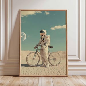 Póster retro de ciencia ficción, decoración cósmica surrealista de los años 70, póster espacial futurista, impresión de paisaje vintage, obra de arte espacial para dormitorio y sala de estar.