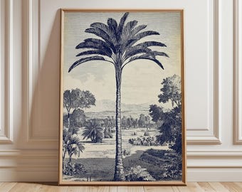 Vintage Banana Tree Print, Monochrome Botanical Etching