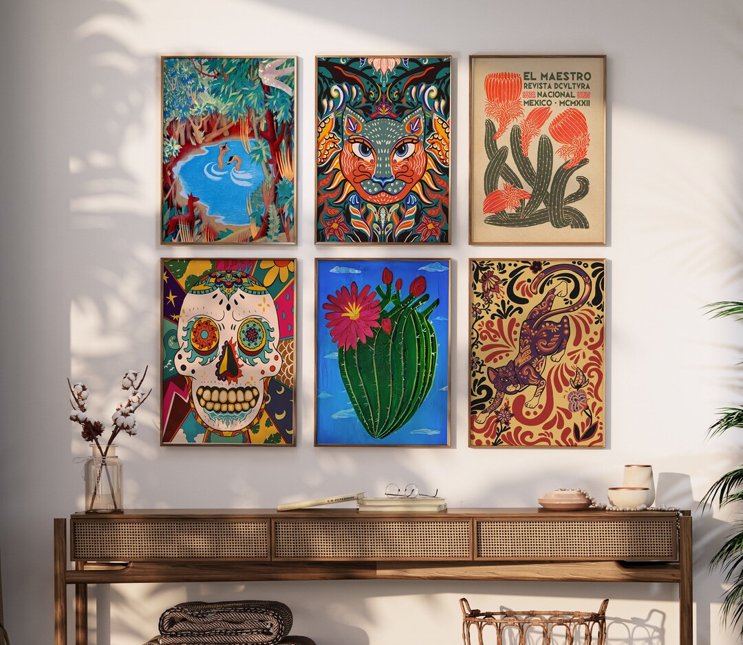 Set of 6 Mexican Prints, Mexican Poster Set, Mexican Decor, Cultural