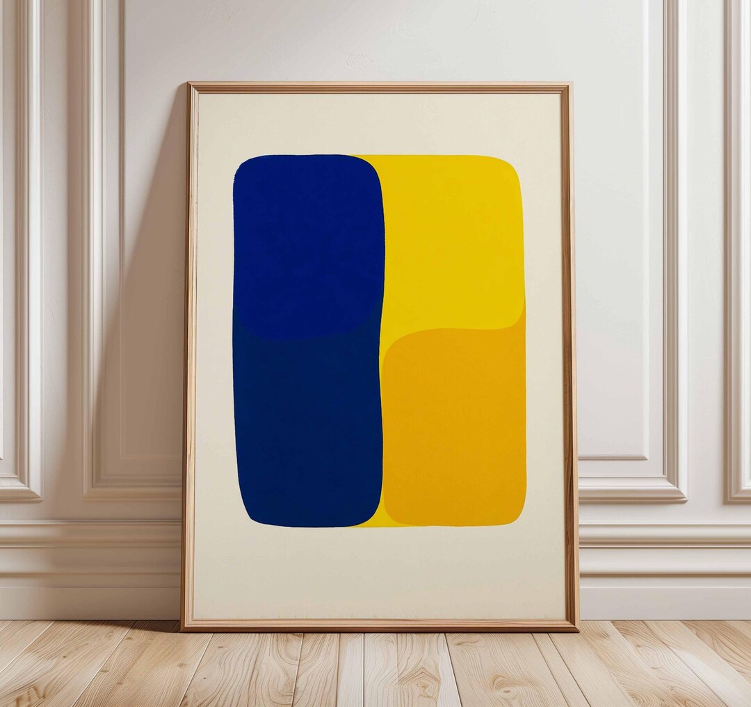 Abstract Blue Yellow Art Print | Modern Wall Decor | Minimalist ...