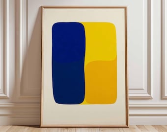 Abstract Blue Yellow Art Print | Modern Wall Decor | Minimalist Contemporary Poster | Geometric Shapes