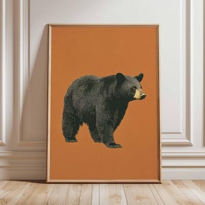 Vintage Bear Poster, Minimalist Animal Wall Art Print, Mid Century Nature Artwork, Modern Wildlife Decor, Retro Woodland Illustration