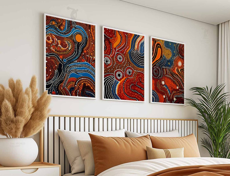 Aboriginal Set of 3 Prints, Indigenous Poster Set, Aboriginal Decor
