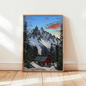 Chamonix Poster, France Print, Mountain Wall Art, Alps Travel Poster, Ski Resort Decor, Winter Landscape Poster, Vintage Chamonix Prints