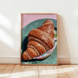 Croissant Poster, Paris Breakfast Wall Art, Foodie Kitchen Decor, Croissant Illustration Gift, French Posters And Prints