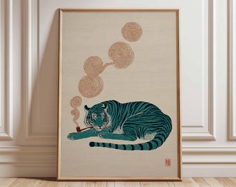 Japanese Tiger Art Print, Vintage Oriental Decor (Poster Only)
