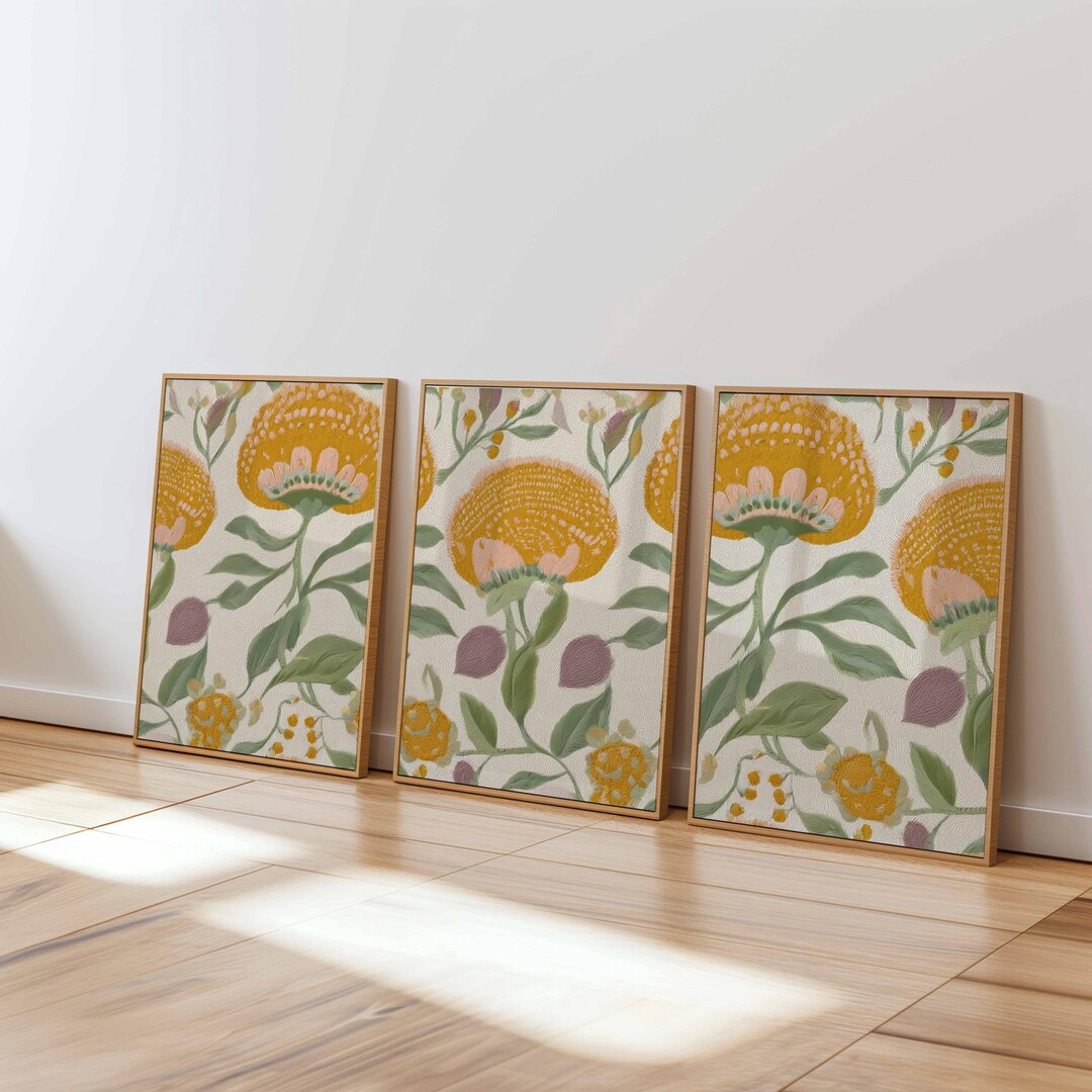 Botanical Floral Prints Set, Earthy Boho Home Decor - Etsy