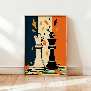 Chess Poster, Strategy Game Wall Art, Chess Print, Modern Chess Decor, Black And White Posters, Chessboard Prints, Gift For Chess Lovers