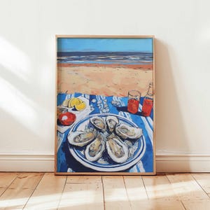 Oyster Poster, Seafood Print, Coastal Wall Art, Nautical Decor, Kitchen Food Poster, Oyster Illustration Print, Oyster Lover Gift