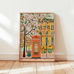 Telephone Poster, Vintage Phone Wall Art, London Poster, Retro Prints, British Decor, Red Booth Print, Iconic Gift Poster