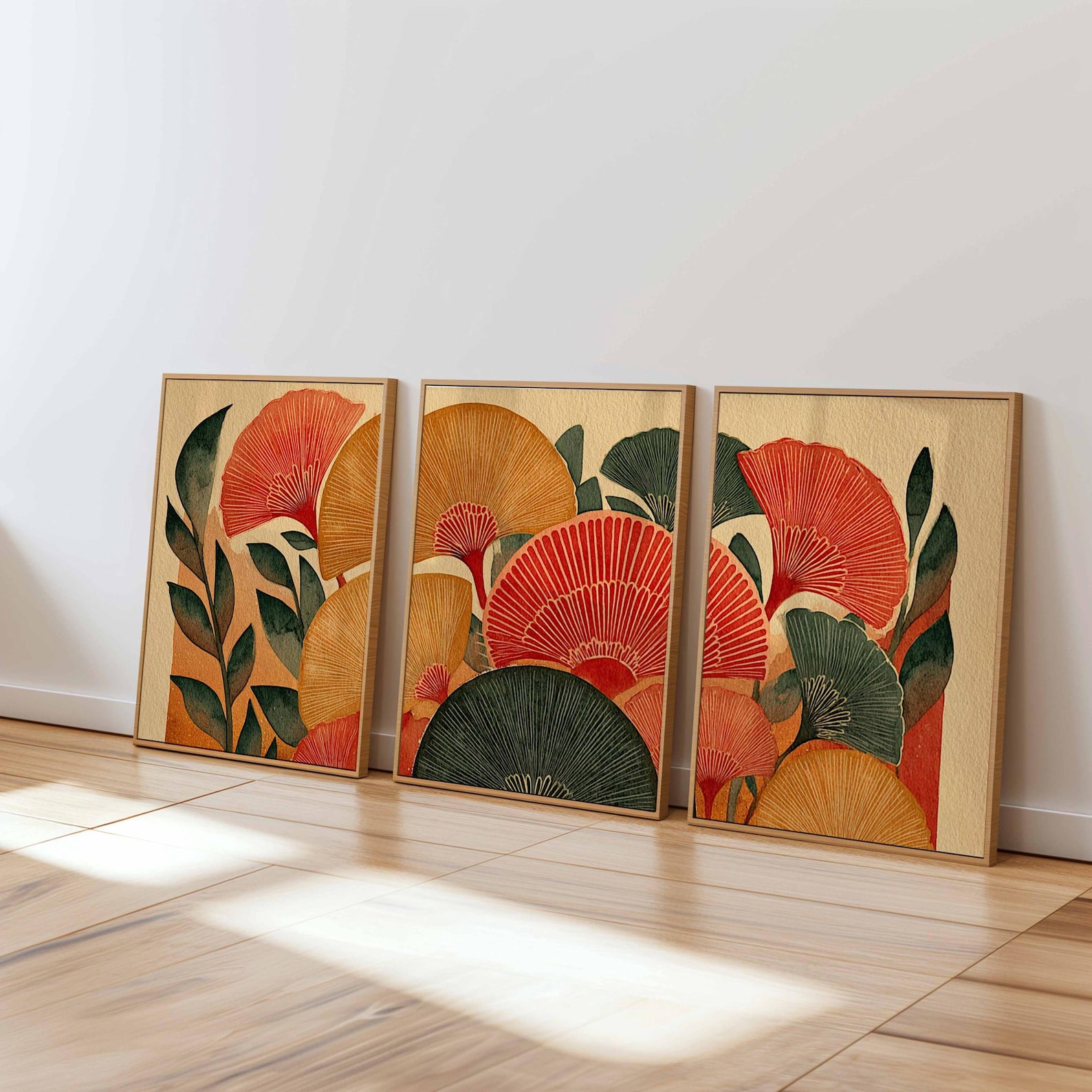 Retro Floral Wall Art Set of 3, Mid Century Modern Botanical Prints ...