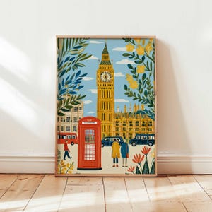 Telephone Poster, Vintage Phone Wall Art, London Poster, Retro Prints, British Decor, Red Booth Print, Iconic Gift Poster