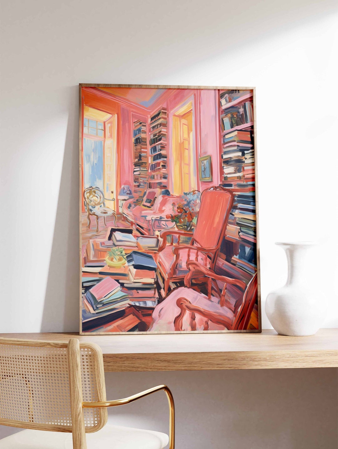 Vintage Library Poster, Book Shop Print, Book Lovers Gift, Reading Gift ...
