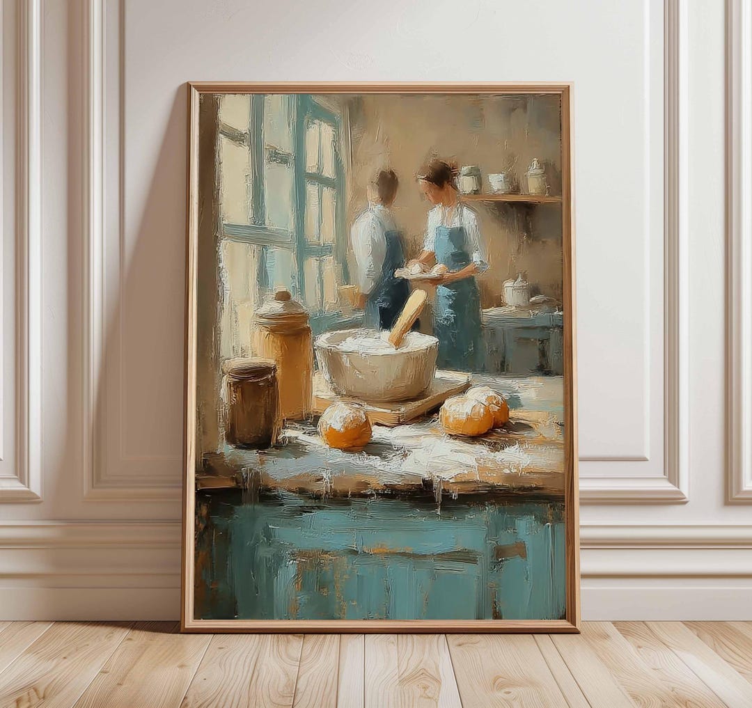 Rustic Kitchen Still Life Art Print | Farmhouse Baking, Oil Painting - Etsy