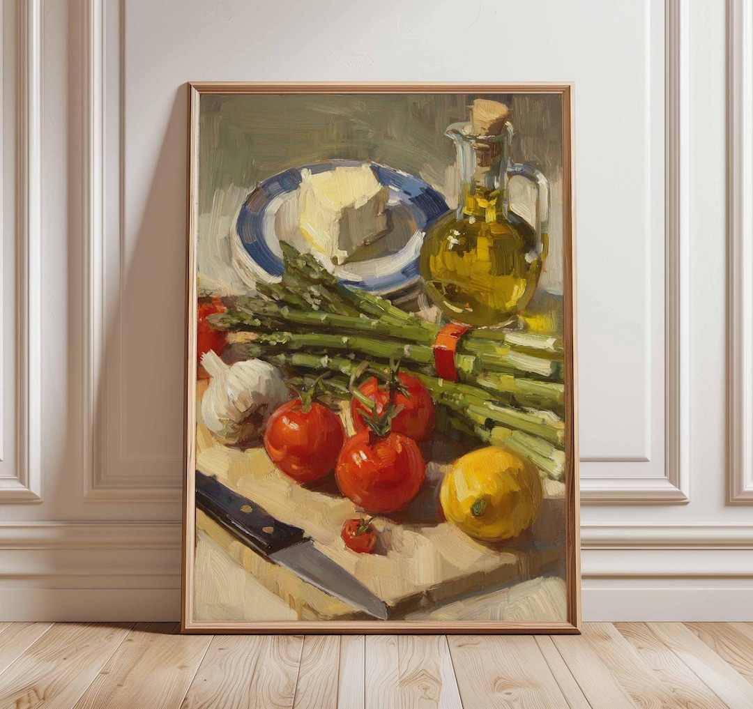 Vegetable Still Life Art Print | Rustic Kitchen Oil Painting - Etsy