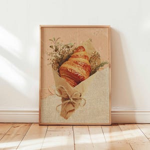 Croissant Poster, Paris Breakfast Wall Art, Foodie Kitchen Decor, Croissant Illustration Gift, French Posters And Prints