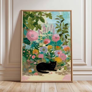 Botanical Cat Poster, Cat Art Print, Animal Art Print, Wall Art Decor, Vintage Art, Retro Art, Cat Lovers Gift, A1/A2/A3/A4