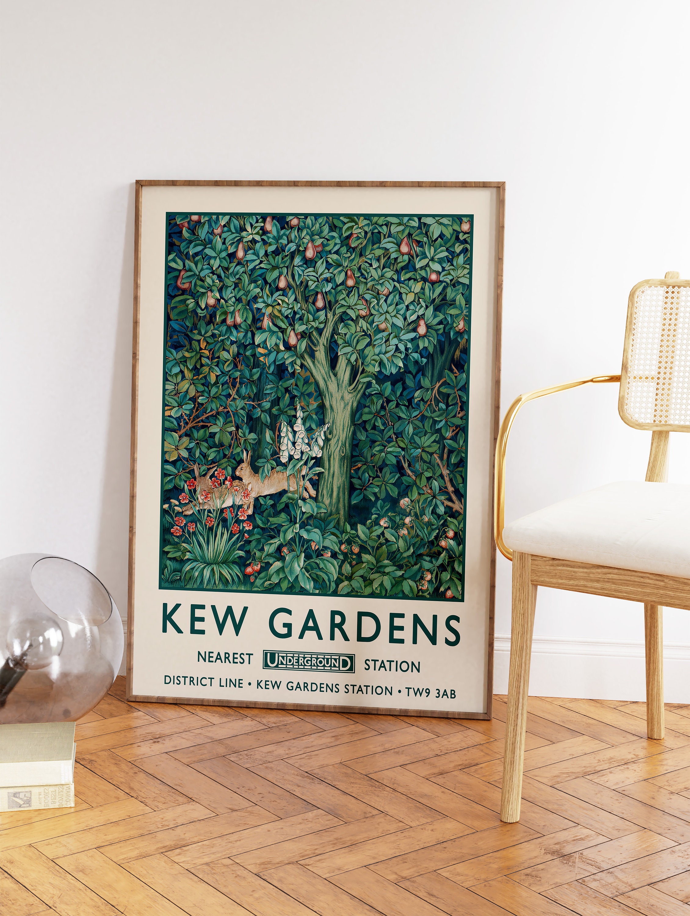 William Morris Kew Gardens Print, Vintage Floral Exhibition Poster