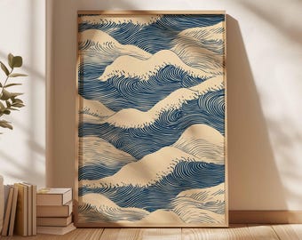 浮世絵 vintage poster The Great Wave Vintage Japanese Art Print, Katsushika