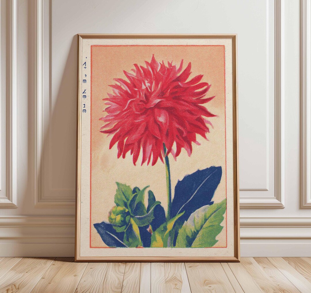 Vintage Red Dahlia Flower Print, Antique Botanical Art - Etsy
