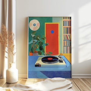 Retro Music Room, Vinyl Poster, Vintage Music Print, Record Store Art, Music Poster, Music Gift, Retro Music Artwork, Album Cover Art