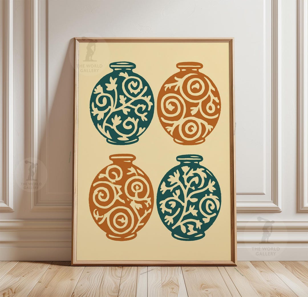 Decorative Ceramic Vase Poster | Mediterranean Pottery Illustration ...