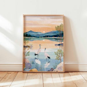 Crane Poster, Bird Wall Art, Japanese Crane Print, Minimalist Bird Poster, Nature Art Print, Animal Wall Decor, Crane Bird Gift