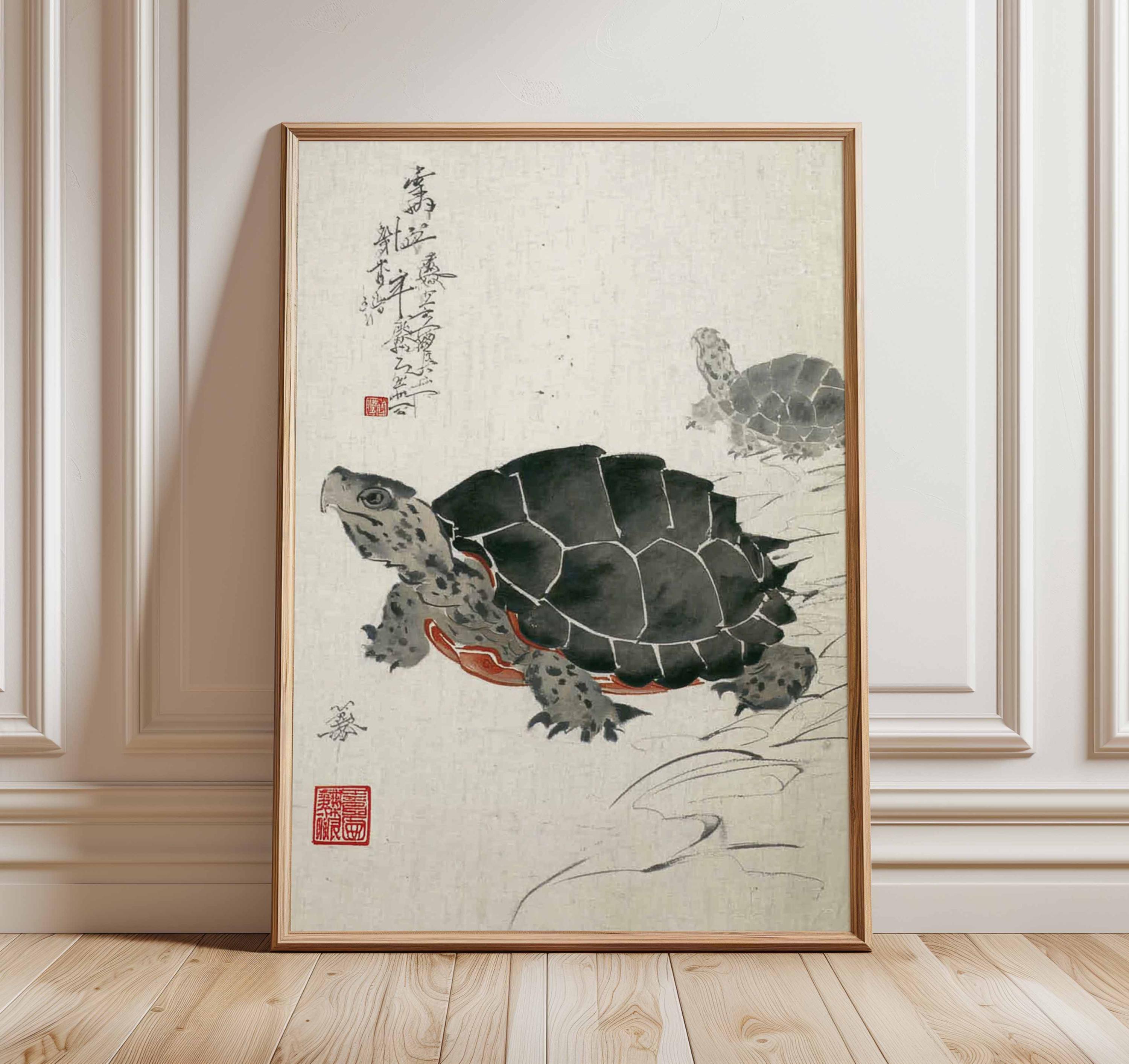 中国の亀の墨絵、アジアの禅の壁掛けアートプリント - Etsy 日本